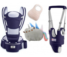 Хипсит Baby Carrier эрго-рюкзак кенгуру переноска 6 в 1 игрушка Пушин кот Радуга (vol-1883) Темно-синий