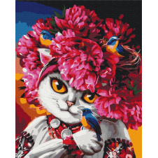 Картина за номерами BrushMe Преміум серії Патріот "Квітуча кішка ©marysha_art" 40х50см PBS53223