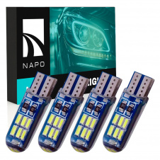 Комплект світлодіодних ламп Napo T10-3014-15smd-Silic W5W T10 4 шт Білий (2518443648)