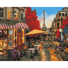 Картина за номерами BrushMe "Вуличне життя Парижа" 40х50см BS51385