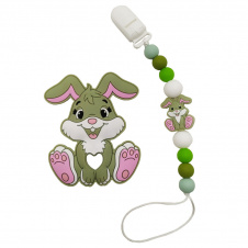 Прорезыватель "Зайчик" Bambi WD210921 с силиконовыми бусами Зеленый