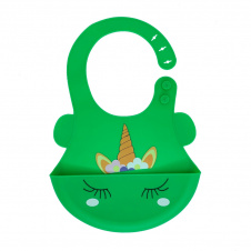 Слюнявчик силіконовий "Єдиноріг" Mega Zayka MGZ-0615(Green) з кишенею