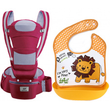 Хипсит эрго-рюкзак кенгуру переноска слюнявчик-трансформер Baby Carrier 20 кг 6 в 1 Бордовый (n-9885)