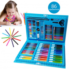 Дитячий набір для малювання No Brand ART set Rainbow комплект для дитячої творчості в кейсі 86 предметів Синій