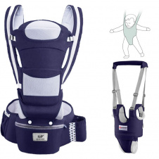 Хіпсит, Ерго-рюкзак, кенгуру перенесення Baby Carrier 6 в 1 Темно-Синій та Віжки-ходунки з трусиками (vol-1394)
