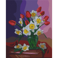 Картина за номерами BrushMe "Букет тюльпанів та нарцисів © Valentyna Ivanova" 40х50см BS53486