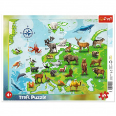 Пазл в рамке Trefl "Карта Европы с животными" 31341 25 эл.