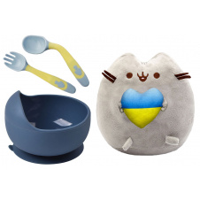 Комплект S&T М'яка іграшка Pusheen cat/тарілка Y10 та прилади vol-10590