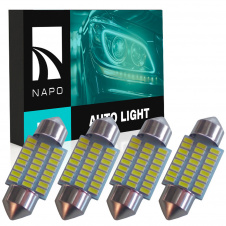 Комплект світлодіодних ламп Napo LED SJ-3014-18SMD 31mm C5W C10W 4 шт Білий (2529824710)