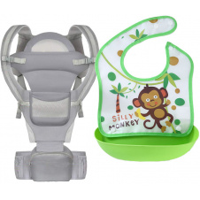 Хипсит эрго-рюкзак кенгуру переноска слюнявчик-трансформер Baby Carrier 20 кг 6 в 1 Серый (vol-9896)
