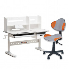 Парта-трансформер Fundesk Fiore II 1200х600х520-760 мм Grey + дитячий стілець FunDesk LST3 Orange