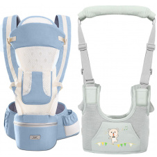 Хипсит эрго-рюкзак кенгуру переноска + детские вожжи-ходунки Baby Carrier 20 кг 6 в 1 Мятный (vol-9853)