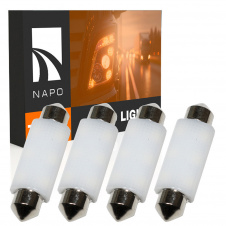 Комплект світлодіодних ламп для вантажівок Napo Truck SJ-3030-6SMD 24V 41mm C5W C10W 4 шт Білий (2530973257)