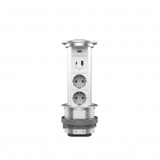Выдвижной блок две розетки, USB-A, USB Type-C Livolo серый (VL-SHS021-FCTC-FCUA.UC-S)