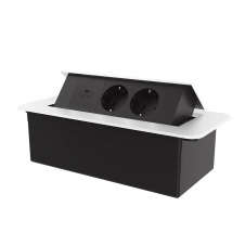Розетка мебельная двойная с USB-С Livolo черный в белом (VL-SHS013-TC-UC45W-BP-W)
