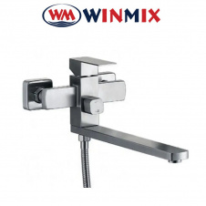 Смеситель для ванны длинный нос Winmix Kub EURO HEAVY (Chr-007) SUS304, Польша (нержавеющая сталь)