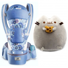 Хипсит Эрго-рюкзак кенгуру переноска Baby Carrier 6 в 1 Синий и игрушка кот c Печеньем Пушин кэт (vol-2842)