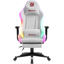 Геймерське крісло Defender Watcher поліуританове з RGB підсвічуванням та підніжкою Білий
