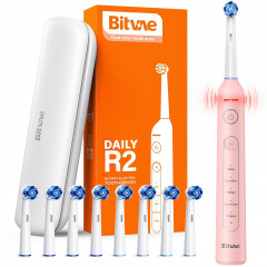 Електрична зубна щітка, що обертається з футляром Bitvae R2 8 насадок Pink Ворожба
