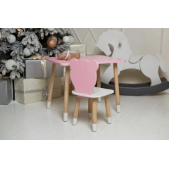 Столик дитячий та стільчик No Brand Ведмедик 46х60х45 см Рожевий (2031836678) Лосиновка