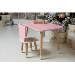 Столик дитячий та стільчик No Brand Ведмедик 46х60х45 см Рожевий (2031836678) Лосиновка