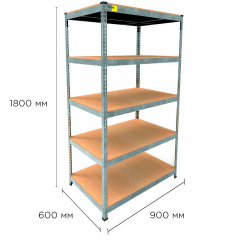 Металевий стелаж Emby Light Series 1800х900x600 мм 5 полиць ДСП до 100 кг Оцинкований Веселе