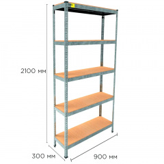 Металевий стелаж Emby Light Series 2100х900x300 мм 5 полиць ДСП до 100 кг 2070629414 Кушугум