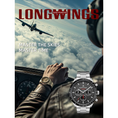 Наручний годинник чоловічий із сонячною батареєю North Edge Long Wings Сріблястий (3398) Одесса