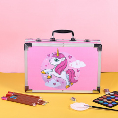 Набір для малювання та творчості No Brand ART set Єдиноріг дитячий в алюмінієвій валізі 145 предметів для юного художника Рожевий Березнеговатое