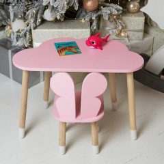 Столик дитячий та стільчик No Brand Хмара Метелик 46х70х40 см Рожевий (2028215876) Буча