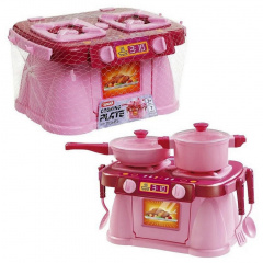 Ігровий набір Кухонна плита "Cooking Plate with Dishes" ЮНІКА 71825 7 предметів Орехов