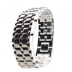 Годинник-браслет Led Watch Iron Samurai, Сріблястий з червоними світлодіодами ( IBW012SR ) Чернигов