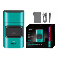 Електробритва-шейвер для бороди та обличчя VGR V-307 металевий корпус Зелений (2104618580) Калуш