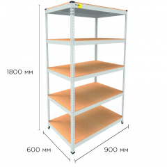 Металевий стелаж Emby Light Series 1800х900x600 мм 5 полиць ДСП до 100 кг Бердичев