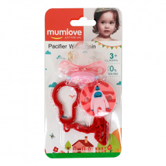 Дитячий набір Ланцюжок з пустушкою Mega Zayka MGZ-0502(Red) з кришкою Володарск-Волынский