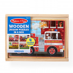 Дерев'яний пазл 4 в 1 Melissa&Doug Машинки 12х4 елементів 15х20 см MD3794 Бердичев