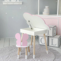 Стіл дитячий No Brand Хмара з нішою та стільчиком Метелик Біло-рожевий (2389156212) Ізмаїл