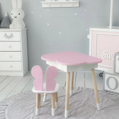 Стіл дитячий No Brand Хмара з нішою та стільчиком Метелик Біло-рожевий (2389156212) Ізмаїл