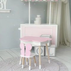 Стіл дитячий No Brand Хмара з нішою та стільчиком Метелик Біло-рожевий (2389156212) Ізмаїл