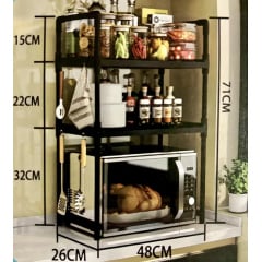 Полиця-стелаж для кухонного приладдя з гачками UKC YH-6616-2 48х26х71 см Чорний Новое