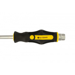 Викрутка ударна шліцева магнітна MASTERTOOL GM EXTERNAL HEX SL8х150 мм ручка з покриттям TPR (49-6815) Дзензелівка