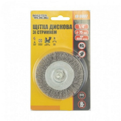 Щітка дискова MASTERTOOL GM D75 мм зі стрижнем 1/4 (19-9807) Изюм