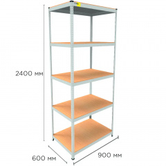 Металевий стелаж Emby Light Series 5 полиць ДСП до 100 кг 2400х900x600 мм Винница
