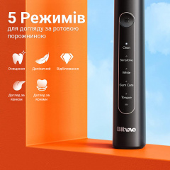 Електрична зубна щітка, що обертається з футляром Bitvae R2 8 насадок Black Київ