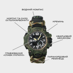 Наручний годинник чоловічий з компасом BESTA Military Темно-зелений (2898) Обухів
