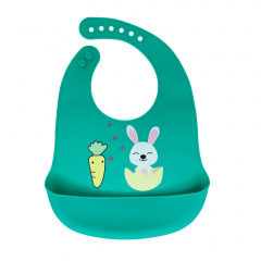 Слинявчик силіконовий "Зайчик" Mega Zayka MGZ-0611 (Green) з кишенею Петрово