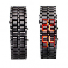 Годинник-браслет Led Watch Iron Samurai, Чорний з червоними світлодіодами ( IBW012BR ) Київ