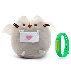 Набір М'яка іграшка Pusheen cat з листом Gray і дитячий силіконовий браслет від комарів (vol-1089) Червоноград