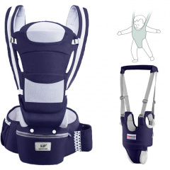 Хіпсит, Ерго-рюкзак, кенгуру перенесення Baby Carrier 6 в 1 Темно-Синій та Віжки-ходунки з трусиками (vol-1394) Вознесенськ