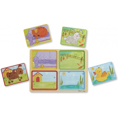 Дерев'яні пазли 4 в 1 "Грайливі друзі" Melissa & Doug 4 пазли по 4 елементи MD31364 Косів